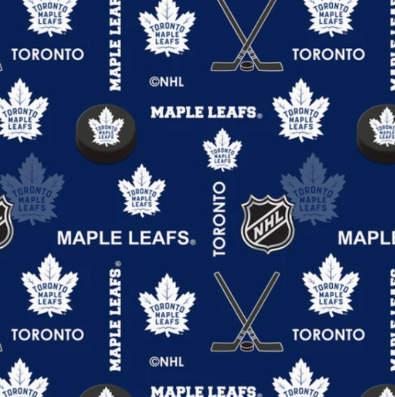 Licensed NHL Toronto Maple Leafs Allover Fleece 1385MAP Fabric by the Yard